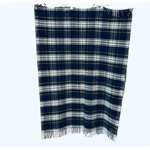 VTG Abraham & Straus 100% Wool Plaid Lap/Car/Stadium Fringed Blanket 36" x 49"